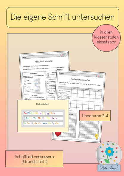 Handschrift untersuchen AB Kl. 2-3 | Cover | Arbeitsblatt | Deutsch Klasse Klasse 2/Klasse 3