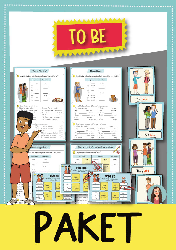 Verb to be Materialpaket Kl. 4-5 | Cover | Arbeitsblatt, Kartei | Englisch Klasse Klasse 4/Klasse 5