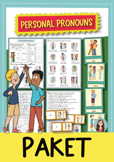 Personal Pronouns Englisch – Komplettpaket: Poster, Flashcards, Domino &