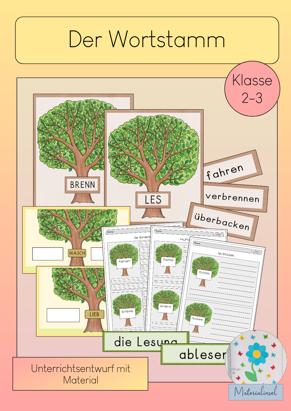 Wortstamm Einführung Kl. 2-3 | Cover | Arbeitsblatt, Tafelmaterial | Deutsch Klasse Klasse 2/Klasse 3