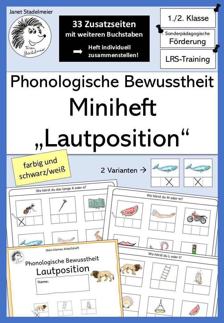 Lautposition Miniheft Kl. 0-1 | Cover | Miniheft | Deutsch Klasse Vorschule/Klasse 1 | Anfangsunterricht