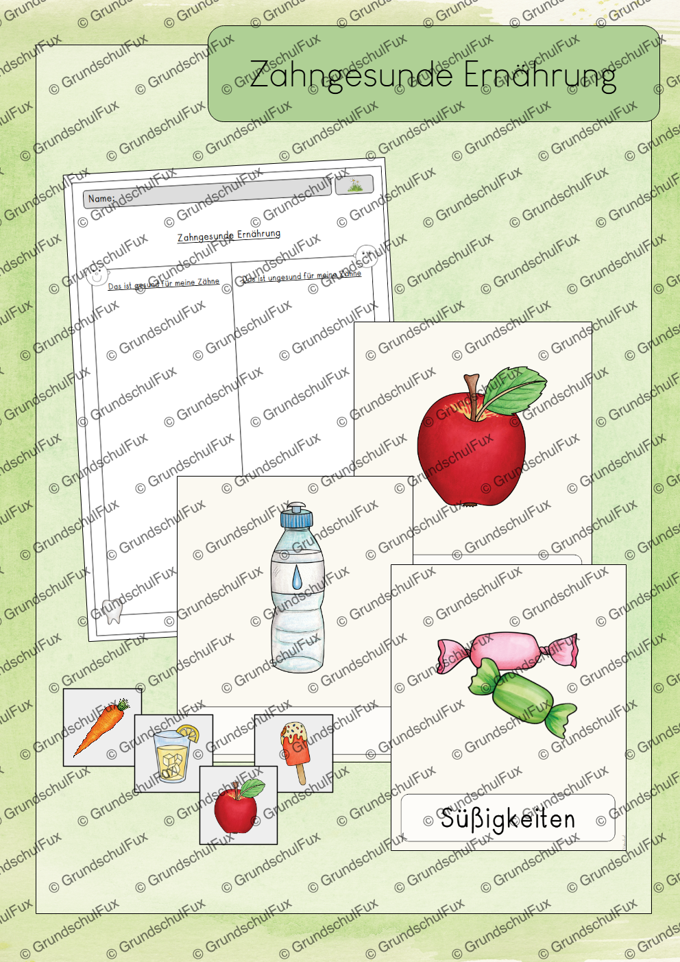 Zähne Arbeitsblatt Kl. 1-2 | Vorschauseite 3 von 3 | Arbeitsblatt, Tafelmaterial | Sachunterricht Klasse Klasse 1/Klasse 2