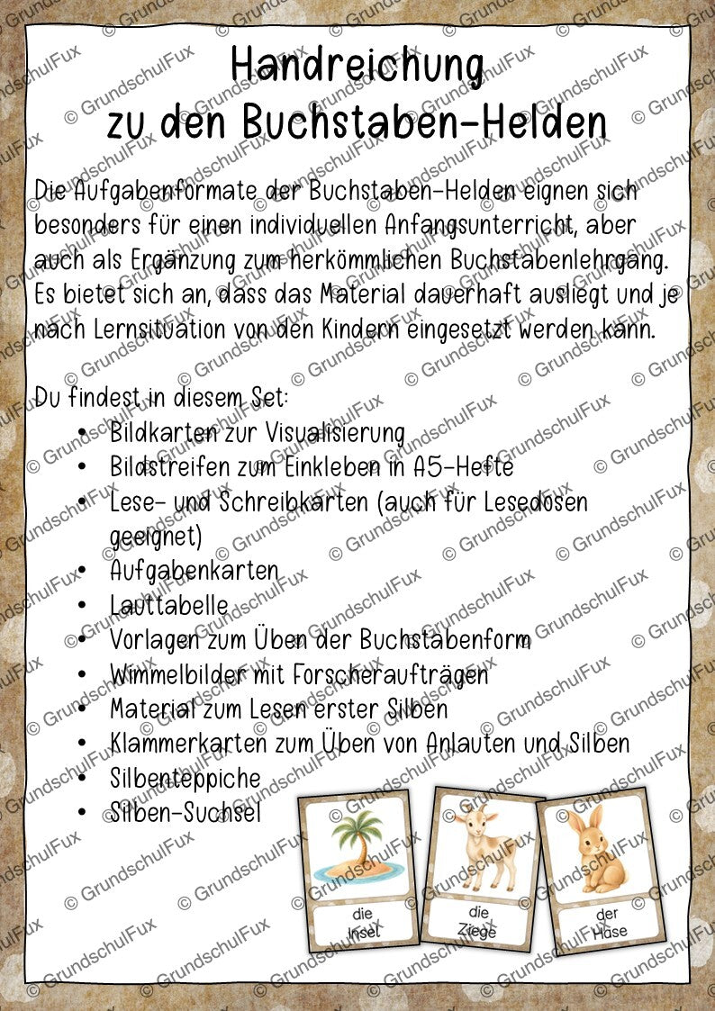 Buchstaben-Helden Übungskarten Kl. 1 | Vorschauseite 1 von 4 | Arbeitsblatt, Bildkarten / Flash-Cards