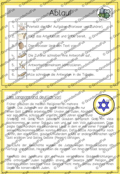 Weltreligionen Gruppenpuzzle Kl. 3-4 | Vorschauseite 6 von 16 | Lesematerial, Übungskarten | Religion Klasse 3/4