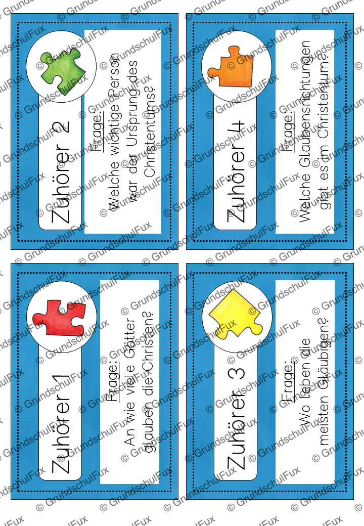 Weltreligionen Gruppenpuzzle Kl. 3-4 | Vorschauseite 2 von 16 | Lesematerial, Übungskarten | Religion Klasse 3/4