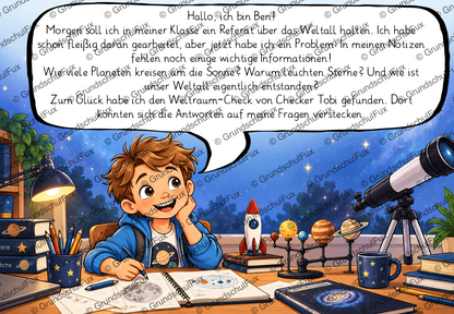 Weltraum - Check Kl. 2-4 | Vorschauseite 1 von 4 | Arbeitsblatt | Sachunterricht Klasse 2/3/4