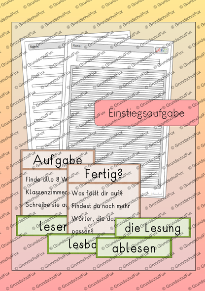 Wortstamm Einführung Kl. 2-3 | Vorschauseite 1 von 3 | Arbeitsblatt, Tafelmaterial | Deutsch Klasse Klasse 2/Klasse 3