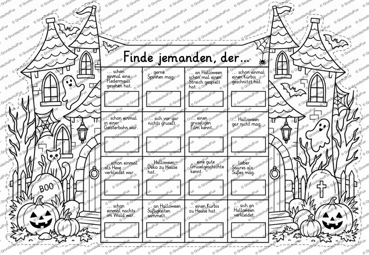 Halloween Paket Kl. 1-6 | Vorschauseite 14 von 26 | Arbeitsblatt, Ausmalbild | Kunst & Basteln Klasse 2/3/4 | Halloween