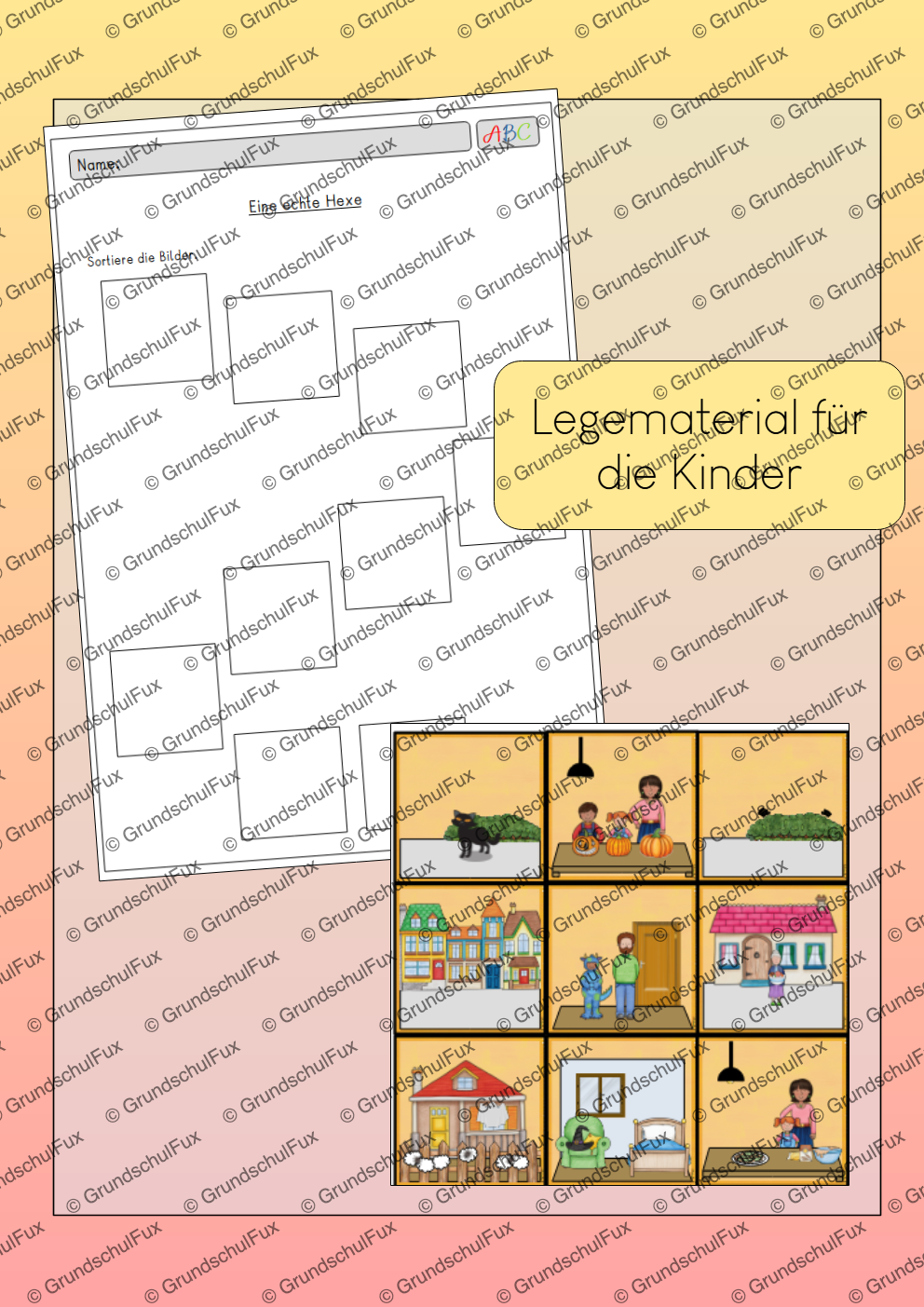 Zuhören – Eine echte Hexe AB Kl. 3-4 | Vorschauseite 2 von 4 | Arbeitsblatt, Tafelmaterial | Deutsch Klasse 3/4 | Halloween