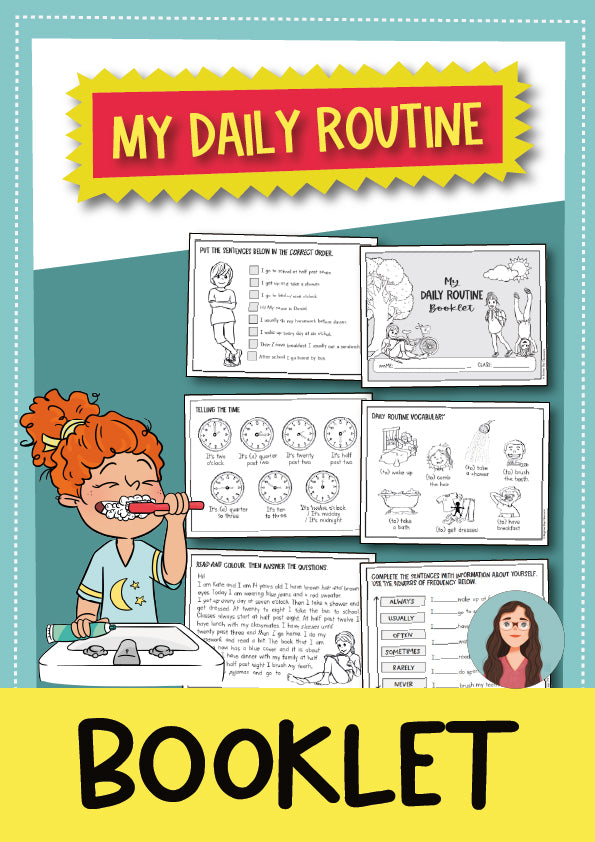 Daily Routine & Telling the Time Miniheft Kl. 4-5 | Cover | Arbeitsblatt, Miniheft | Englisch Klasse Klasse 4/Klasse 5