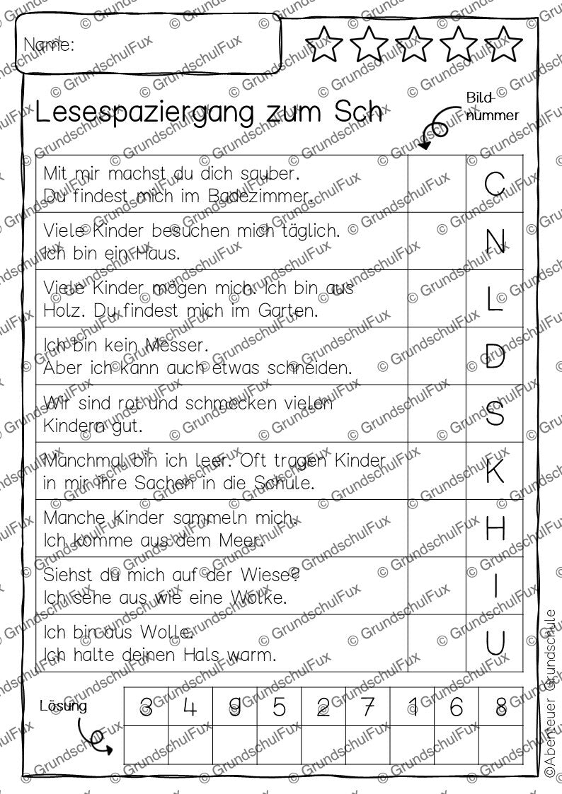 Buchstabeneinführung Lesematerial Kl. 1-2 | Vorschauseite 6 von 8 | Arbeitsblatt, Bildkarten / Flash-Cards