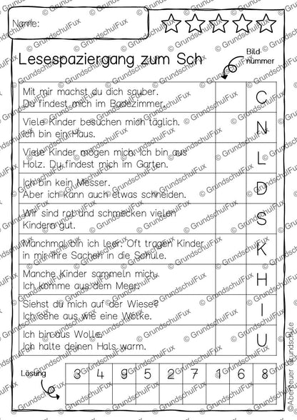 Buchstabeneinführung Lesematerial Kl. 1-2 | Vorschauseite 6 von 8 | Arbeitsblatt, Bildkarten / Flash-Cards