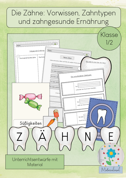 Zähne Arbeitsblatt Kl. 1-2 | Cover | Arbeitsblatt, Tafelmaterial | Sachunterricht Klasse Klasse 1/Klasse 2
