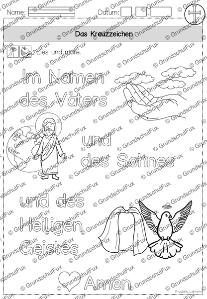 Kreuzzeichen Arbeitsblatt Kl. 2-4 | Vorschauseite 6 von 9 | Arbeitsblatt, Tafelmaterial