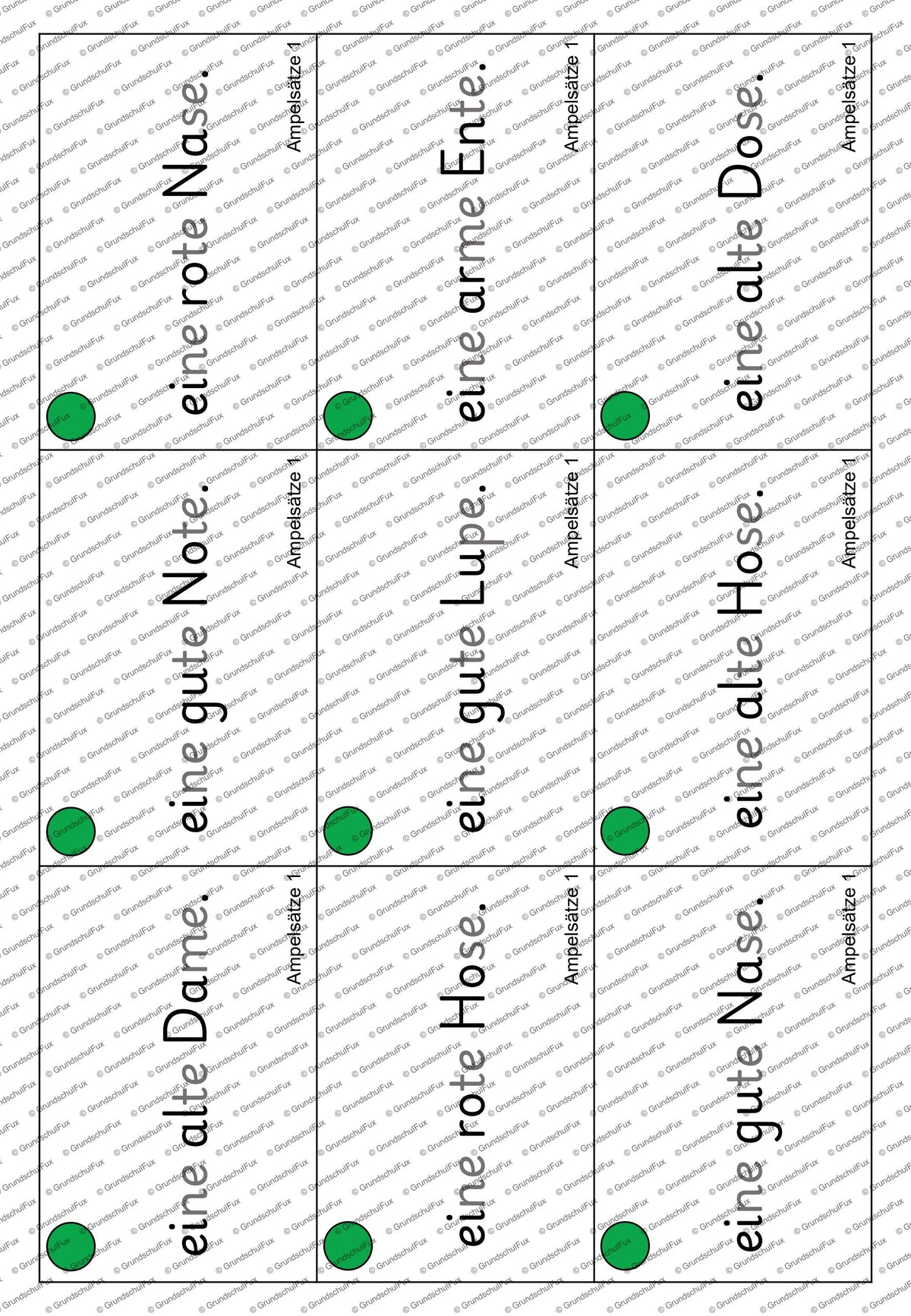 Ampelsätze Lesematerial Kl. 1-2 | Vorschauseite 7 von 7 | Lesematerial, Übungskarten | Deutsch Klasse Klasse 1/Klasse 2