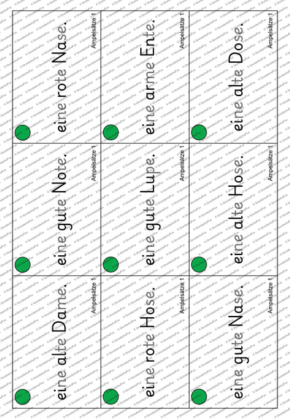 Ampelsätze Lesematerial Kl. 1-2 | Vorschauseite 7 von 7 | Lesematerial, Übungskarten | Deutsch Klasse Klasse 1/Klasse 2