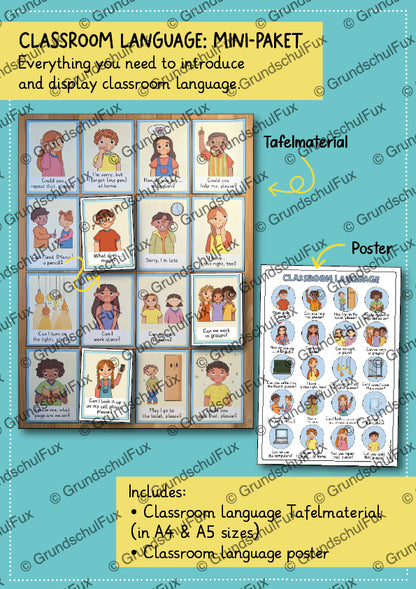 Classroom Language Poster Kl. 3-6 | Vorschauseite 1 von 1 | Tafelmaterial, Bildkarten / Flash-Cards