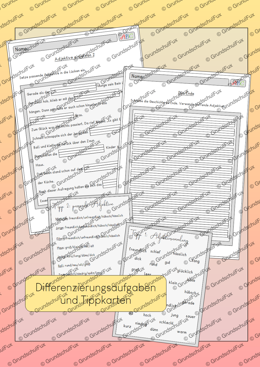 Adjektive attributiv AB Kl. 1-2 | Vorschauseite 4 von 4 | Arbeitsblatt, Verlaufsplanung | Deutsch Klasse Klasse 1/Klasse 2