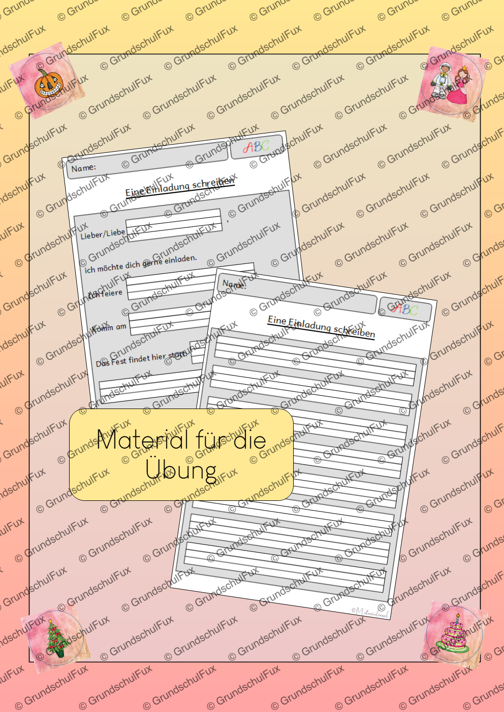 Einladung schreiben AB Kl. 1-2 | Vorschauseite 2 von 2 | Arbeitsblatt, Tafelmaterial | Deutsch Klasse Klasse 1/Klasse 2