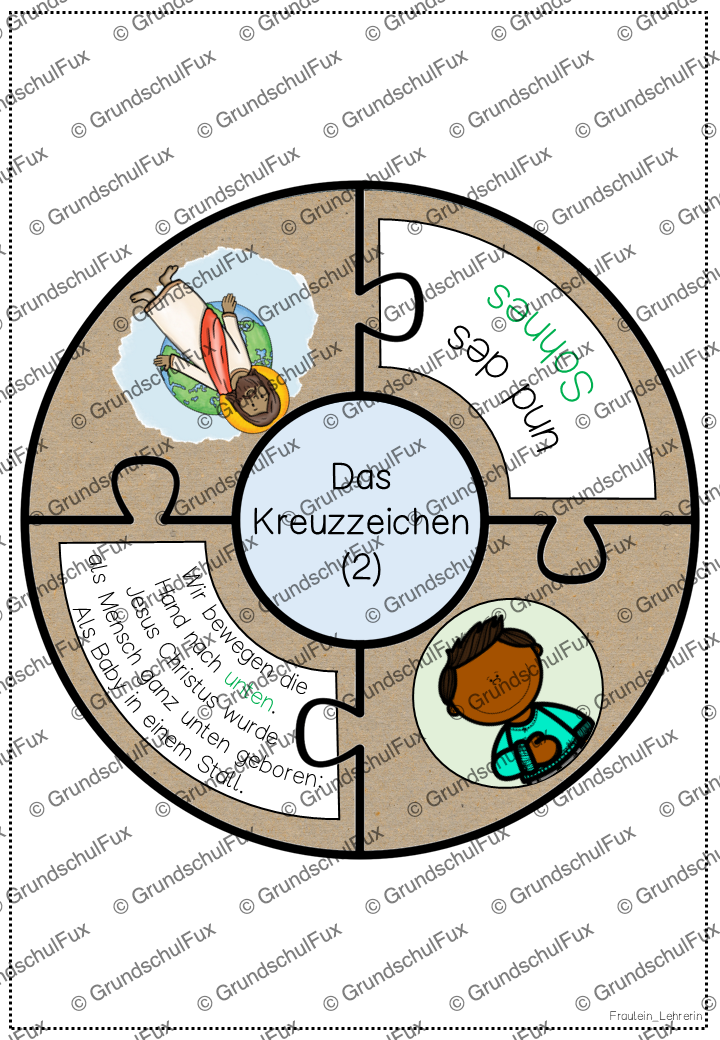 Kreuzzeichen Arbeitsblatt Kl. 2-4 | Vorschauseite 7 von 9 | Arbeitsblatt, Tafelmaterial