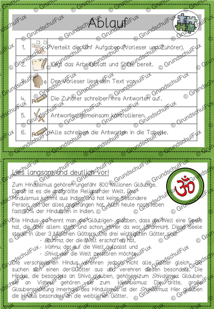 Weltreligionen Gruppenpuzzle Kl. 3-4 | Vorschauseite 9 von 16 | Lesematerial, Übungskarten | Religion Klasse 3/4