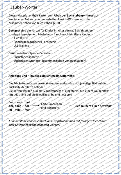 Buchstabensynthese Übungskarten Kl. 1-2 | Vorschauseite 1 von 5 | Lesematerial, Übungskarten