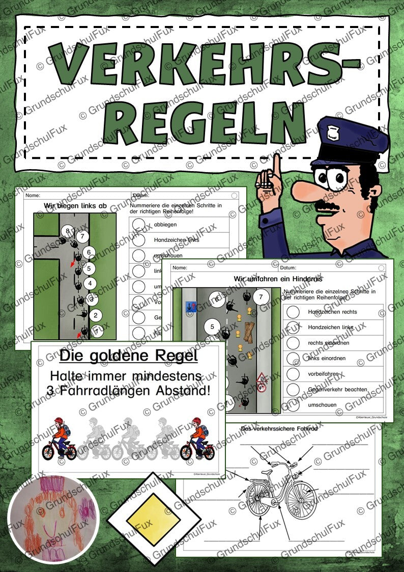 Fahrradprüfung Arbeitsblatt Kl. 3-4 | Vorschauseite 3 von 8 | Arbeitsblatt, Bildkarten / Flash-Cards