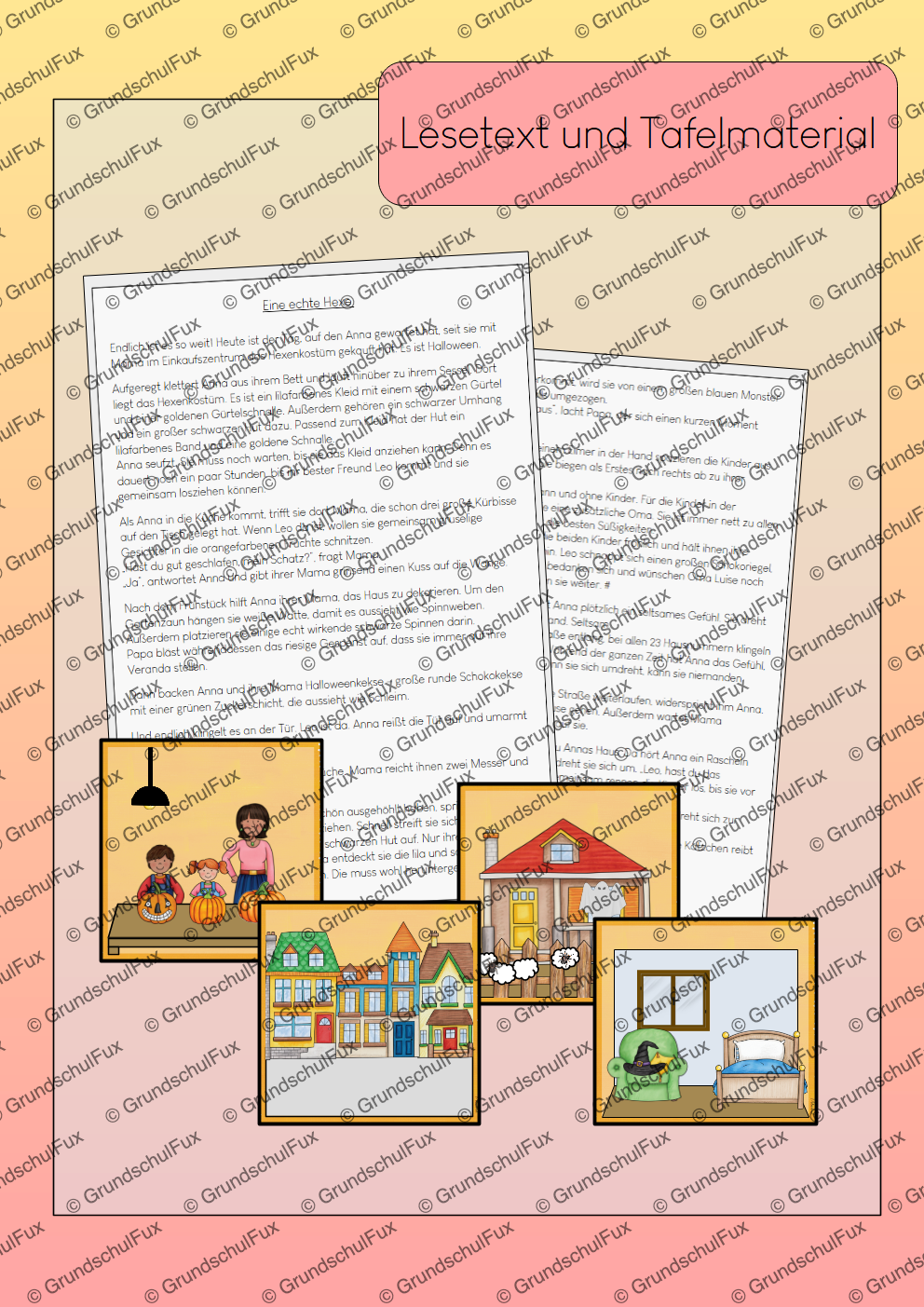 Zuhören – Eine echte Hexe AB Kl. 3-4 | Vorschauseite 1 von 4 | Arbeitsblatt, Tafelmaterial | Deutsch Klasse 3/4 | Halloween