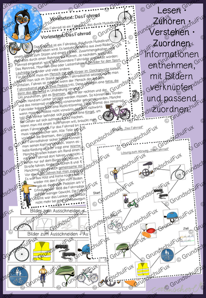 Fahrrad Hör- & Leseweg AB Kl. 2-4 | Vorschauseite 1 von 1 | Arbeitsblatt, Audiodatei