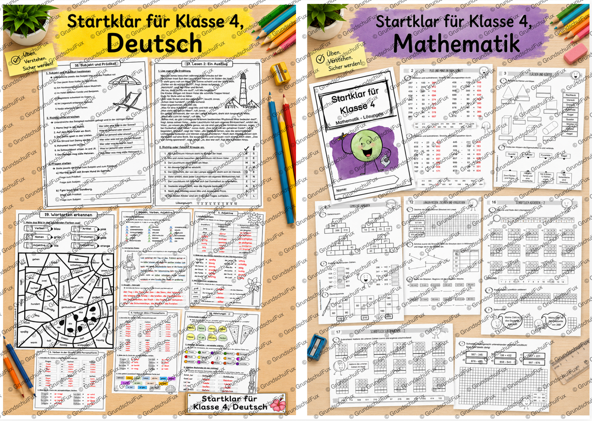 Startklar Kl. 4 Deutsch & Mathe Arbeitsblätter | Vorschauseite 1 von 1 | Arbeitsblatt, Miniheft