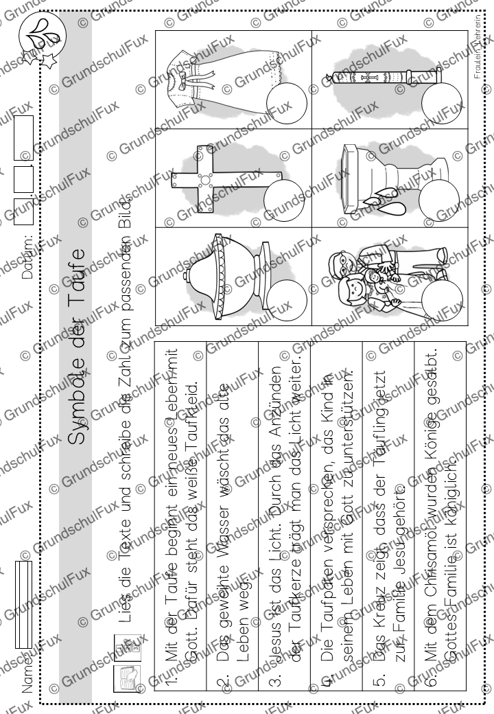 Taufe Arbeitsblatt Kl. 1-2 | Vorschauseite 11 von 16 | Arbeitsblatt, Bildkarten / Flash-Cards | Religion Klasse 1/2