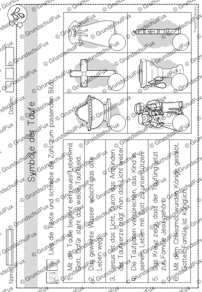 Taufe Arbeitsblatt Kl. 1-2 | Vorschauseite 11 von 16 | Arbeitsblatt, Bildkarten / Flash-Cards | Religion Klasse 1/2