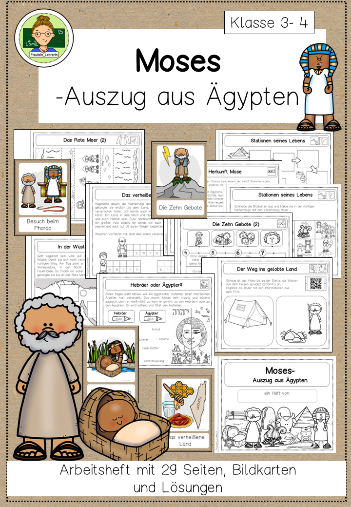 Moses Auszug Ägypten Arbeitsheft Kl. 3-4 | Cover | Arbeitsblatt, Miniheft | Religion Klasse 3/4