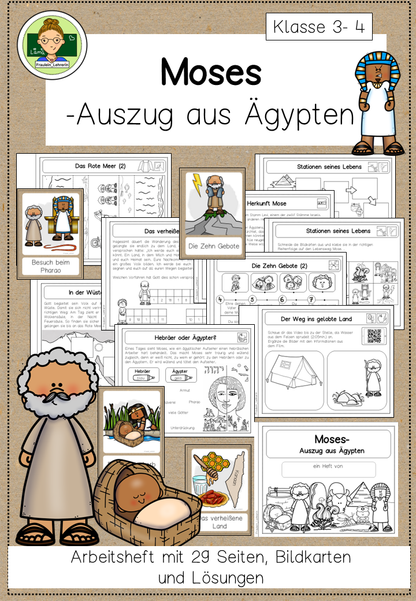 Moses Auszug Ägypten Arbeitsheft Kl. 3-4 | Cover | Arbeitsblatt, Miniheft | Religion Klasse 3/4