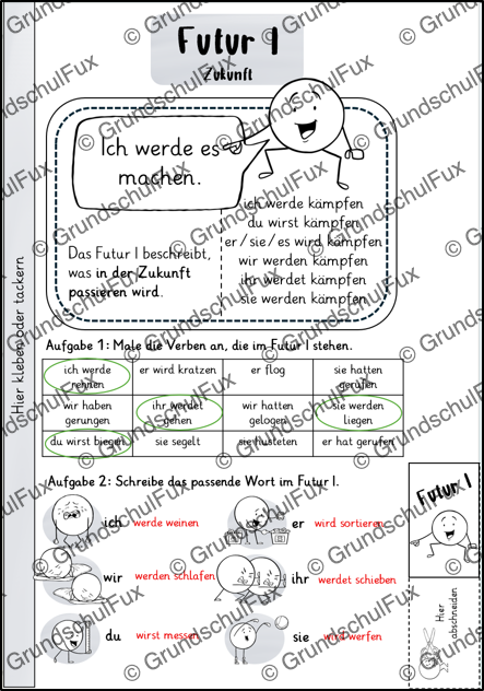 Zeitformen Miniheft Kl. 3-4 | Vorschauseite 2 von 5 | Merkblätter, Miniheft | Deutsch Klasse 3/4