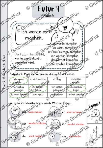 Zeitformen Miniheft Kl. 3-4 | Vorschauseite 2 von 5 | Merkblätter, Miniheft | Deutsch Klasse 3/4
