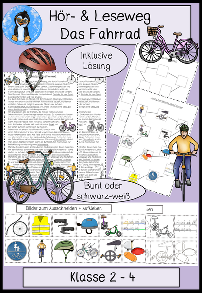 Fahrrad Hör- & Leseweg AB Kl. 2-4 | Cover | Arbeitsblatt, Audiodatei | Deutsch Klasse Klasse 3/Klasse 2/Klasse 4