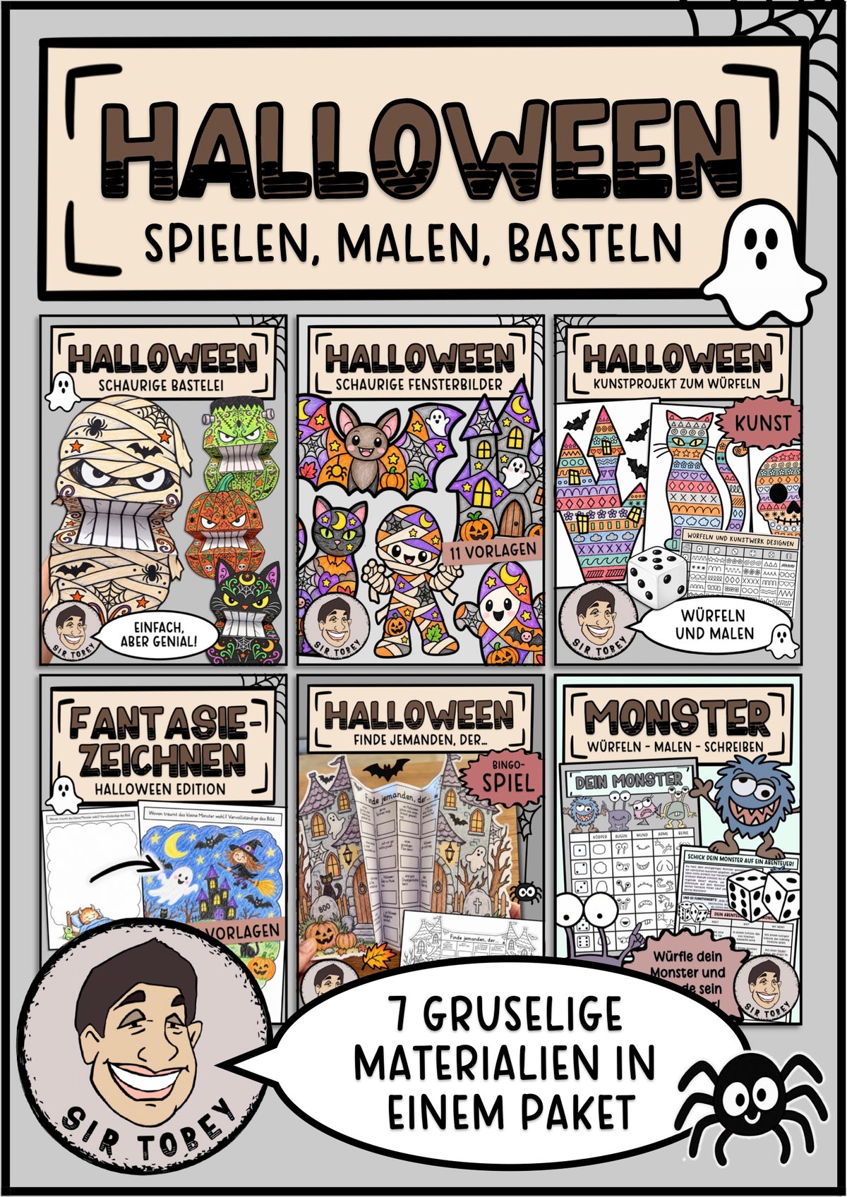 Halloween Paket Kl. 1-6 | Cover | Arbeitsblatt, Ausmalbild | Kunst & Basteln Klasse 2/3/4 | Halloween