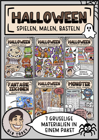 Halloween Paket Kl. 1-6 | Cover | Arbeitsblatt, Ausmalbild | Kunst & Basteln Klasse 2/3/4 | Halloween