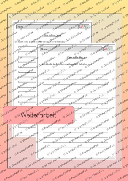 Zuhören – Eine echte Hexe AB Kl. 3-4 | Vorschauseite 4 von 4 | Arbeitsblatt, Tafelmaterial | Deutsch Klasse 3/4 | Halloween
