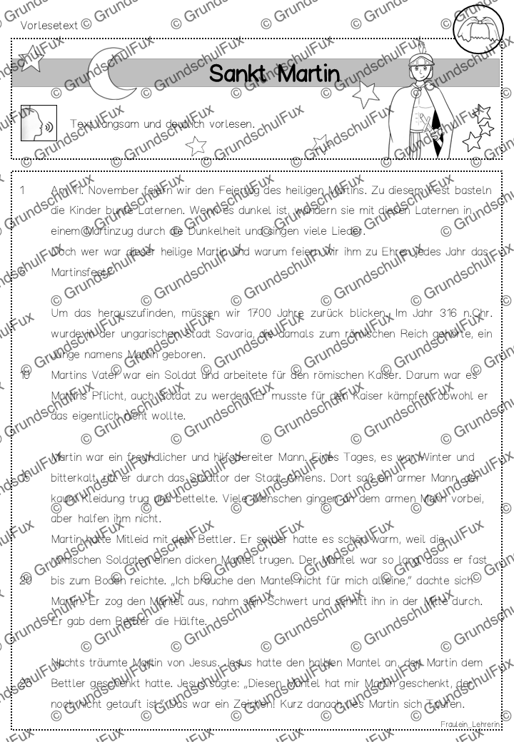 Sankt Martin Teilen Arbeitsblatt Kl. 1-4 | Vorschauseite 1 von 9 | Arbeitsblatt