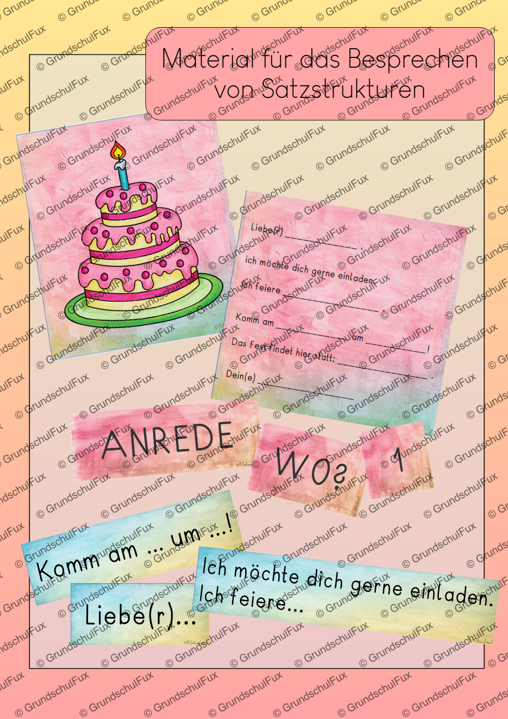 Einladung schreiben AB Kl. 1-2 | Vorschauseite 1 von 2 | Arbeitsblatt, Tafelmaterial | Deutsch Klasse Klasse 1/Klasse 2