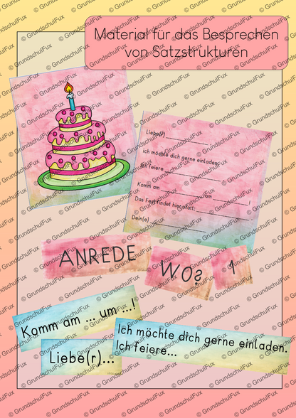 Einladung schreiben AB Kl. 1-2 | Vorschauseite 1 von 2 | Arbeitsblatt, Tafelmaterial | Deutsch Klasse Klasse 1/Klasse 2