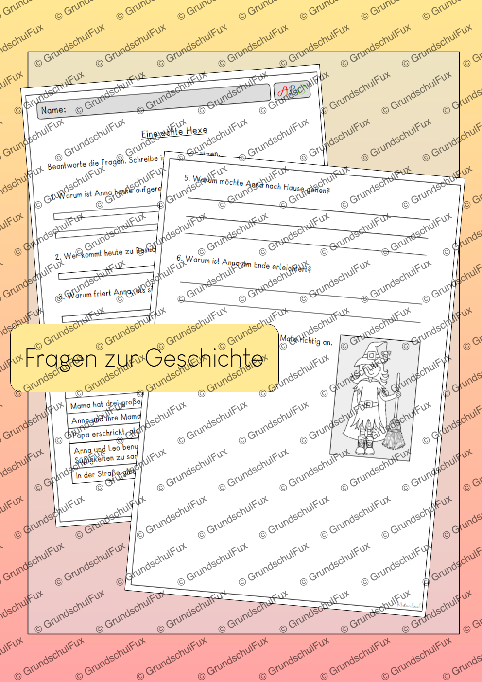 Zuhören – Eine echte Hexe AB Kl. 3-4 | Vorschauseite 3 von 4 | Arbeitsblatt, Tafelmaterial | Deutsch Klasse 3/4 | Halloween