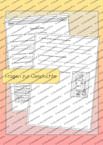 Zuhören – Eine echte Hexe AB Kl. 3-4 | Vorschauseite 3 von 4 | Arbeitsblatt, Tafelmaterial | Deutsch Klasse 3/4 | Halloween