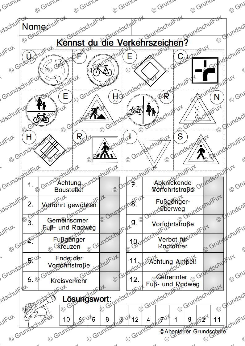 Fahrradprüfung Arbeitsblatt Kl. 3-4 | Vorschauseite 6 von 8 | Arbeitsblatt, Bildkarten / Flash-Cards
