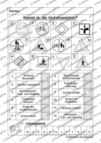 Fahrradprüfung Arbeitsblatt Kl. 3-4 | Vorschauseite 6 von 8 | Arbeitsblatt, Bildkarten / Flash-Cards