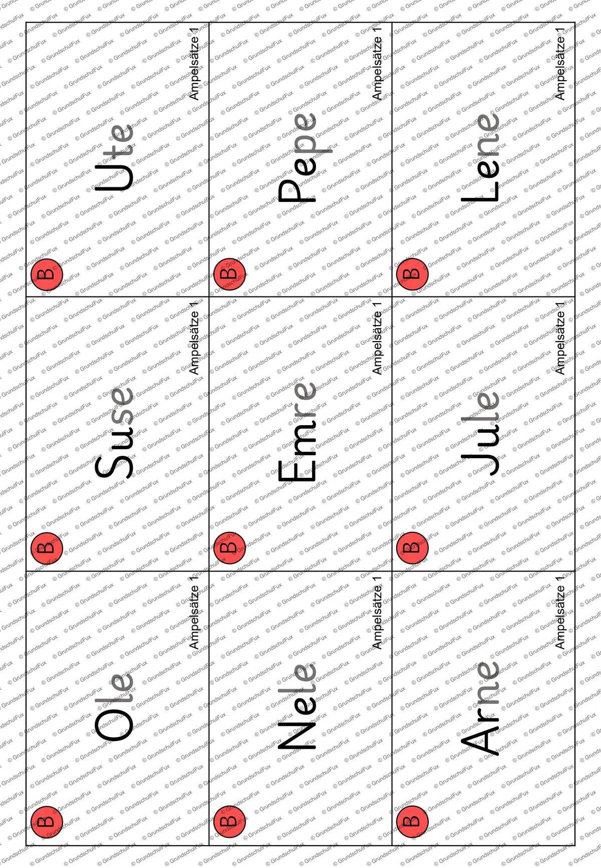 Ampelsätze Lesematerial Kl. 1-2 | Vorschauseite 5 von 7 | Lesematerial, Übungskarten | Deutsch Klasse Klasse 1/Klasse 2