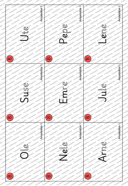 Ampelsätze Lesematerial Kl. 1-2 | Vorschauseite 5 von 7 | Lesematerial, Übungskarten | Deutsch Klasse Klasse 1/Klasse 2