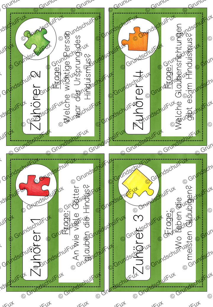 Weltreligionen Gruppenpuzzle Kl. 3-4 | Vorschauseite 8 von 16 | Lesematerial, Übungskarten | Religion Klasse 3/4